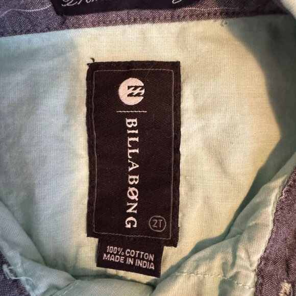 Billabong Toddler Boy Mint Green Short Sleeve Button-Up Shirt, Size 2T - Picture 3 of 7